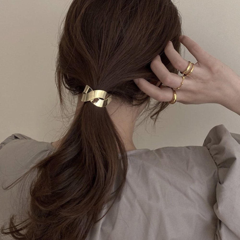 🤎Golden Geometric Metal Hair Tie Cuff
